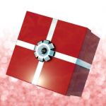 Red Giftbox With Bokeh Background Stock Photo