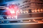 Fiber Optic With Servers In A Technology Data Center Stock Photo