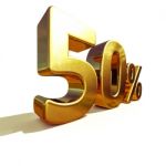 3d Gold 50 Percent Sign Stock Photo