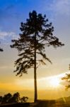 Sunset Over High Mountain Range Stock Photo