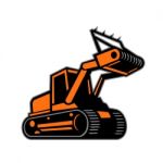 Tracked Mulching Tractor Icon Retro Stock Photo