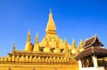 Golden Pagada In Wat Pha That Luang, Vientiane, Laos Stock Photo