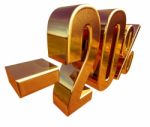 3d Gold 20 Twenty Percent Discount Sign Stock Photo