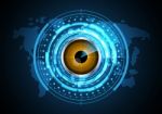 Technology Abstract Future Eye Circle Radar World Map Background Stock Photo