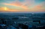 Early Morning View Over The Skyline In Warsaw Stock Photo