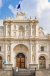 Facade Of The Cathedral In Antigua, Guatemala Stock Photo