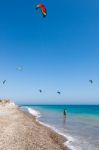 Learning To Kite Surf In Avidmou Cyprus Stock Photo