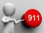 911 Button Shows Emergency Number And Services Stock Photo