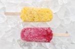 Passion Fruit Red Grapes Popsicle Yummy Fresh Summer Fruit Sweet Dessert Stock Photo