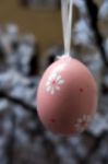 Festive Painted Egg Hanging From A Tree In Arco Trentino Italy Stock Photo