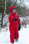 Boy In Snow Suit Stock Photo