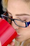 Woman Drinking Coffee Stock Photo