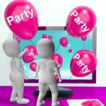 Party Balloons Represent Online Parties And Invitations Stock Photo