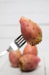 Opuntia Ficus-indica Cactus Fruits On A White Background Stock Photo