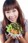 Eating Salad Stock Photo