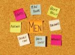 Men Concerns On A Cork Board Stock Photo