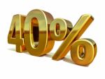 3d Gold 40 Forty Percent Discount Sign Stock Photo