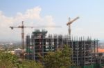 Buildings Construction With Cranes Stock Photo