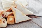 Many Breads On Wooden Stock Photo