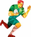 Rugby Player Fend Off Low Polygon Stock Photo