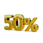 3d Gold 50 Percent Sign Stock Photo