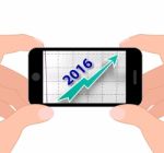 Graph 2016 Displays Forecast Of Rising Sales Stock Photo