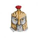 Owl Wearing Spartan Helmet Tattoo Stock Photo