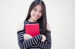 Portrait Of Thai Teen Beautiful Girl Reading Book Stock Photo