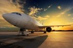 Airport In The Evening Stock Photo