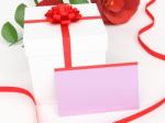 Gift Card Shows Presents Rose And Petal Stock Photo