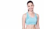 Smiling Slim Woman In Sportswear Stock Photo