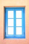 Blue Wooden Frame Window Stock Photo