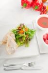 Tuna And Cheese Sandwich With Salad Stock Photo