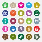 Easter Icons Set Circle Sticker  Illustration Stock Photo