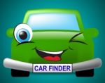 Car Finder Shows Search For And Automobile Stock Photo