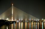 Rama Viii Bridge At Night In Bangkok, Thailand Stock Photo