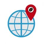 Coffee World Pin Coordinate Location  Illustration Stock Photo