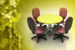 Conference Round Table And Office Chairs In Meeting Room Stock Photo