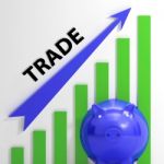 Trade Graph Shows Growth In Markets And Share Value Stock Photo