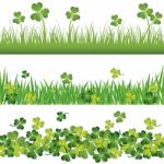 Green Shamrock Borders Set For St. Patrick's Day Card Stock Photo