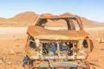 Rusty Car In Nabimiam Desert Stock Photo