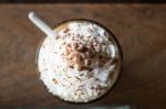 Iced Coffee With Whipped Cream On Top Stock Photo