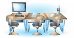 Cartoon  Illustration Interior Office Room With Separated Layers Stock Photo