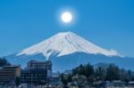 Mt. Fuji In Autumn At Kawaguchiko Lake Snow Landscape,mt. Fuji Is Famous Japan Mountain,tourist People Call Mt. Fuji As Fuji, Fujisan, Fujiyama, Fuji-san,japan Stock Photo