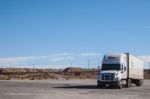 A Truck On The Rest Area Stock Photo