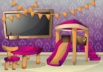 Cartoon  Illustration Interior Kid Room With Separated Layers Stock Photo