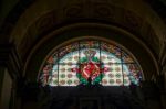 Stained Glass Window In The Collegiate Church In Arco Trentino I Stock Photo