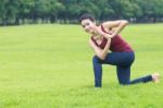 Yoga Pose And Stretch Stock Photo