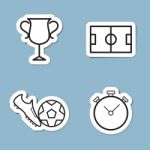 Soccer Line Icon Set Stock Photo