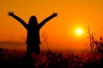 Free Happy Woman Enjoying Nature Sunset Stock Photo